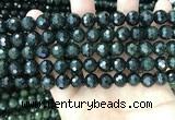 CCJ344 15.5 inches 8mm faceted round dark green jade beads