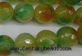 CCN1296 15.5 inches 14mm faceted round rainbow candy jade beads