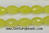 CCN2010 15 inches 10*14mm faceted rice candy jade beads wholesale