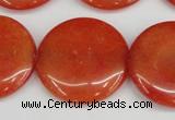 CCN3841 15.5 inches 30mm flat round candy jade beads wholesale
