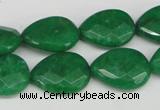 CCN388 15.5 inches 15*20mm faceted flat teardrop candy jade beads