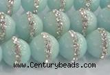 CCN4612 15.5 inches 10mm round candy jade with rhinestone beads