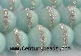 CCN4613 15.5 inches 12mm round candy jade with rhinestone beads