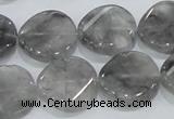 CCQ129 15.5 inches 20mm twisted coin cloudy quartz beads wholesale