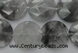 CCQ137 15.5 inches 20mm faceted coin cloudy quartz beads wholesale