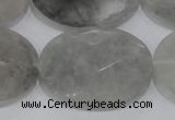 CCQ160 15.5 inches 25*35mm faceted oval cloudy quartz beads wholesale