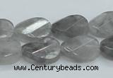 CCQ164 15.5 inches 13*18mm twisted & faceted oval cloudy quartz beads