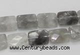 CCQ186 15.5 inches 10*14mm faceted rectangle cloudy quartz beads