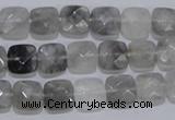 CCQ197 15.5 inches 8*8mm faceted square cloudy quartz beads