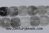 CCQ198 15.5 inches 10*10mm faceted square cloudy quartz beads