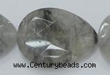 CCQ215 15.5 inches 30*40mm faceted flat teardrop cloudy quartz beads