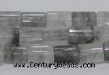 CCQ219 15.5 inches 10*15mm faceted & flat column cloudy quartz beads