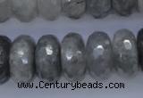 CCQ238 15.5 inches 10*20mm faceted rondelle cloudy quartz beads