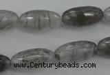 CCQ292 15.5 inches 10*20mm faceted rice cloudy quartz beads