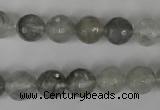 CCQ313 15.5 inches 10mm faceted round cloudy quartz beads wholesale