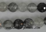 CCQ314 15.5 inches 12mm faceted round cloudy quartz beads wholesale