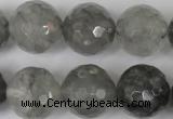 CCQ317 15.5 inches 18mm faceted round cloudy quartz beads wholesale