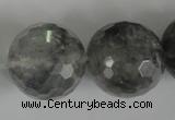 CCQ320 15.5 inches 25mm faceted round cloudy quartz beads wholesale