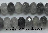 CCQ76 15.5 inches 8*14mm faceted rondelle cloudy quartz beads wholesale