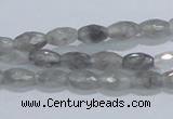 CCQ90 15.5 inches 6*10mm faceted rice cloudy quartz beads wholesale