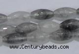 CCQ92 15.5 inches 8*16mm faceted rice cloudy quartz beads wholesale