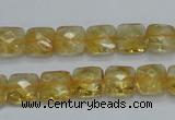 CCR15 15.5 inches 10*10mm faceted square natural citrine gemstone beads