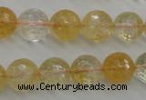 CCR158 15.5 inches 13mm faceted round natural citrine beads