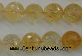 CCR159 15.5 inches 14mm faceted round natural citrine beads