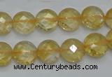 CCR19 15.5 inches 12mm faceted flat round natural citrine gemstone beads