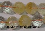 CCR206 15.5 inches 15mm faceted round natural citrine gemstone beads