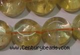 CCR233 15.5 inches 14mm flat round natural citrine gemstone beads