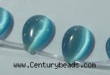 CCT1024 Top-drilled 13*18mm flat teardrop cats eye beads wholesale