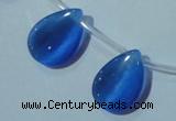 CCT1025 Top-drilled 13*18mm flat teardrop cats eye beads wholesale