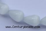 CCT16 14 inches 10*14mm teardrop white cats eye beads wholesale