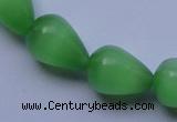 CCT19 14 inches 10*14mm teardrop green cats eye beads wholesale