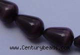 CCT22 14 inches 10*14mm teardrop black coffee cats eye beads wholesale