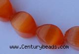 CCT27 14 inches 10*14mm twisted orange red cats eye beads wholesale