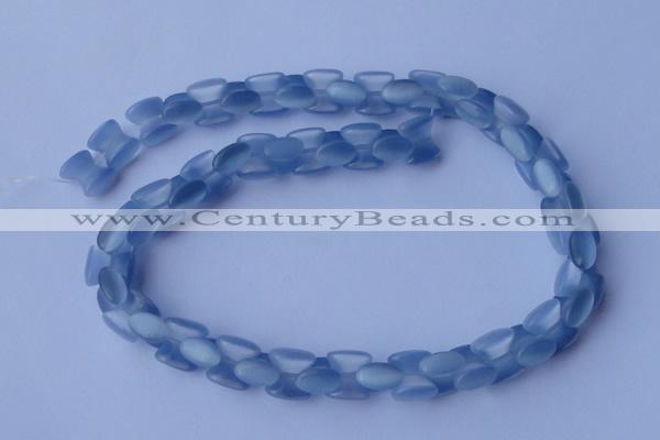 CCT37 14.5 inches 6*10mm drum-shaped light blue cats eye beads