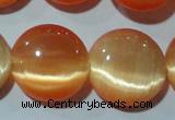 CCT543 15 inches 12mm flat round cats eye beads wholesale