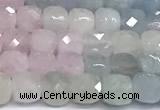 CCU1007 15 inches 4mm faceted cube morganite beads