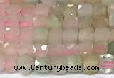 CCU1008 15 inches 4mm faceted cube morganite beads