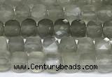 CCU1017 15 inches 4mm faceted cube grey moonstone beads