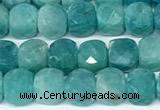 CCU1039 15 inches 6mm faceted cube amazonite beads