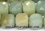 CCU1047 15 inches 8mm faceted cube amazonite beads