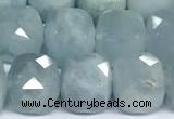 CCU1049 15 inches 8mm faceted cube aquamarine beads