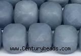 CCU1052 15 inches 8mm faceted cube blue angel skin beads