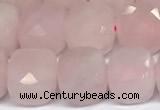 CCU1053 15 inches 8mm faceted cube rose quartz beads