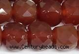 CCU1067 15 inches 8mm faceted cube red agate beads