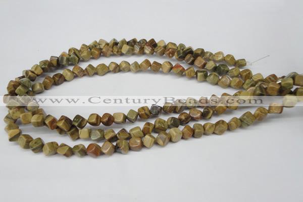 CCU111 15.5 inches 6*6mm cube silver leaf jasper beads wholesale