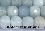 CCU1273 15 inches 6mm - 7mm faceted cube aquamarine beads